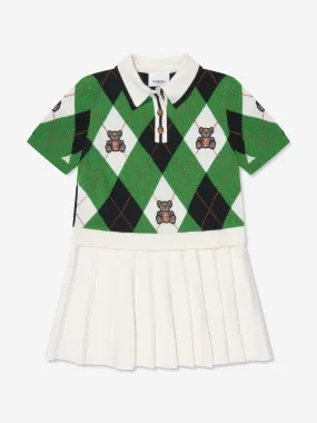 Burberry Girls Bess Argyle Dress in Green