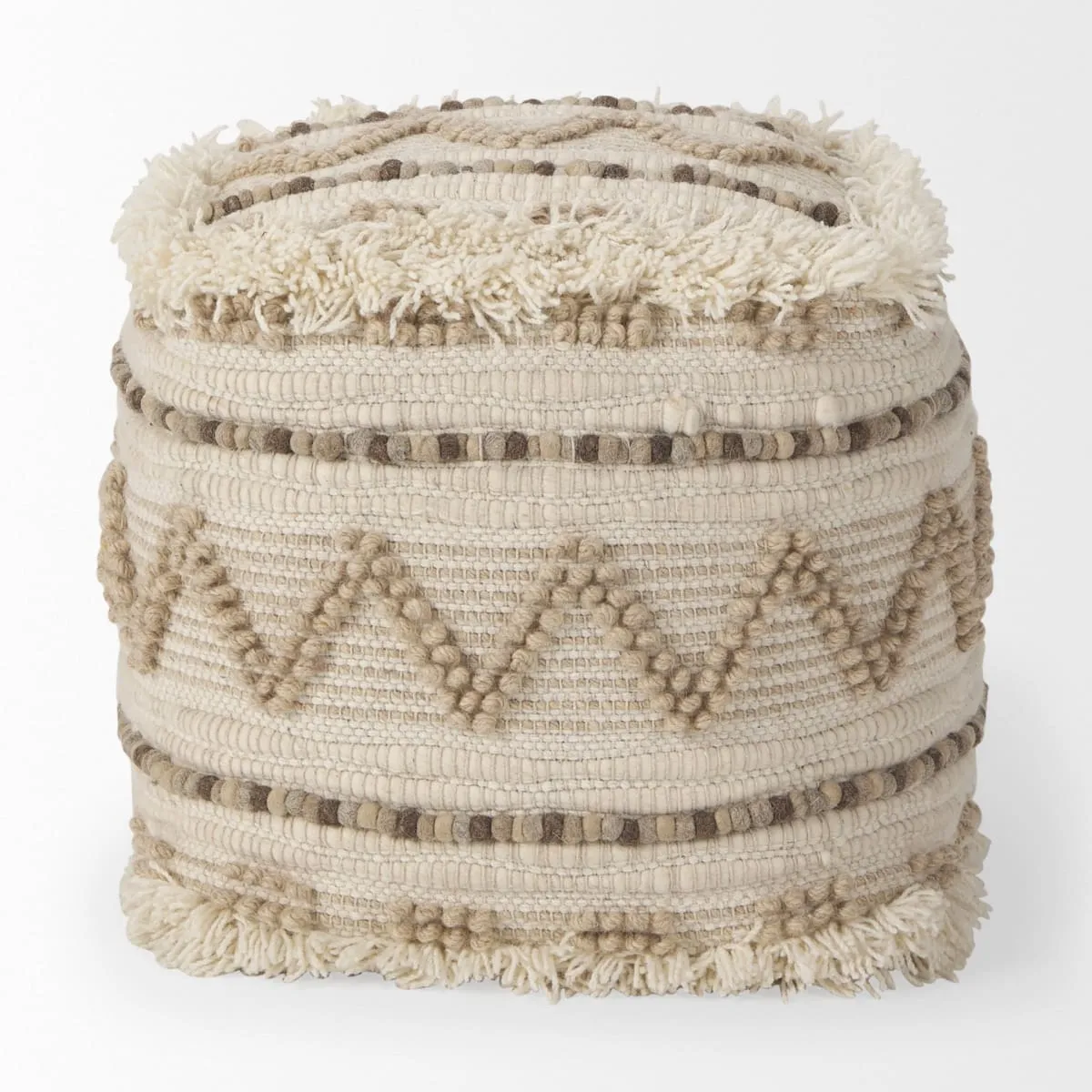 Caela Pouf Beige/Brown Wool