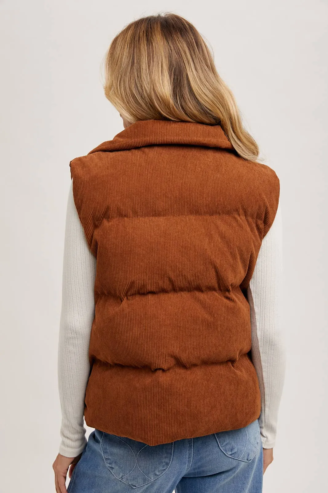 Camel Corduroy Puffer Vest