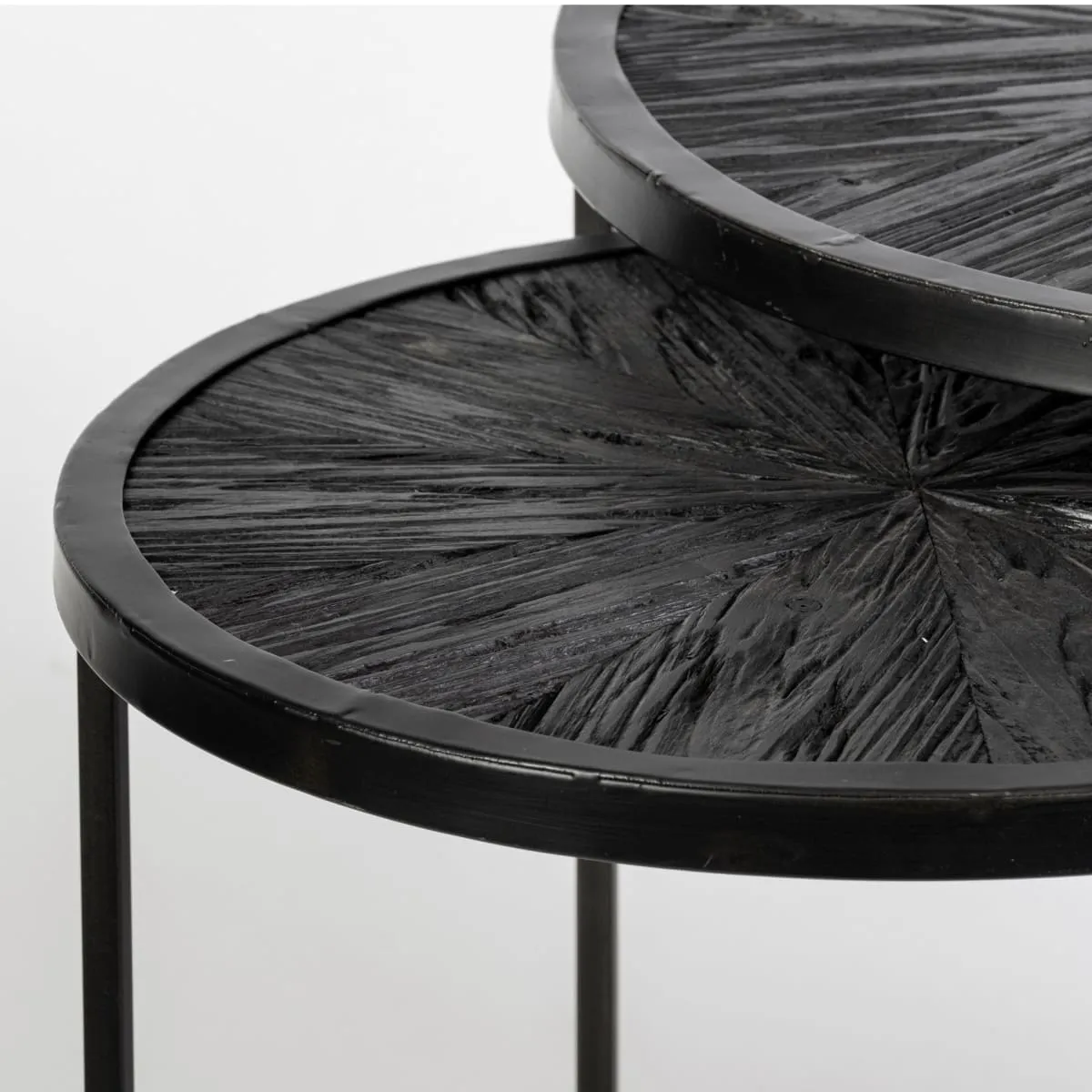 Chakra Accent Table Black Wood | Black Metal