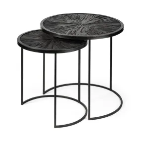 Chakra Accent Table Black Wood | Black Metal