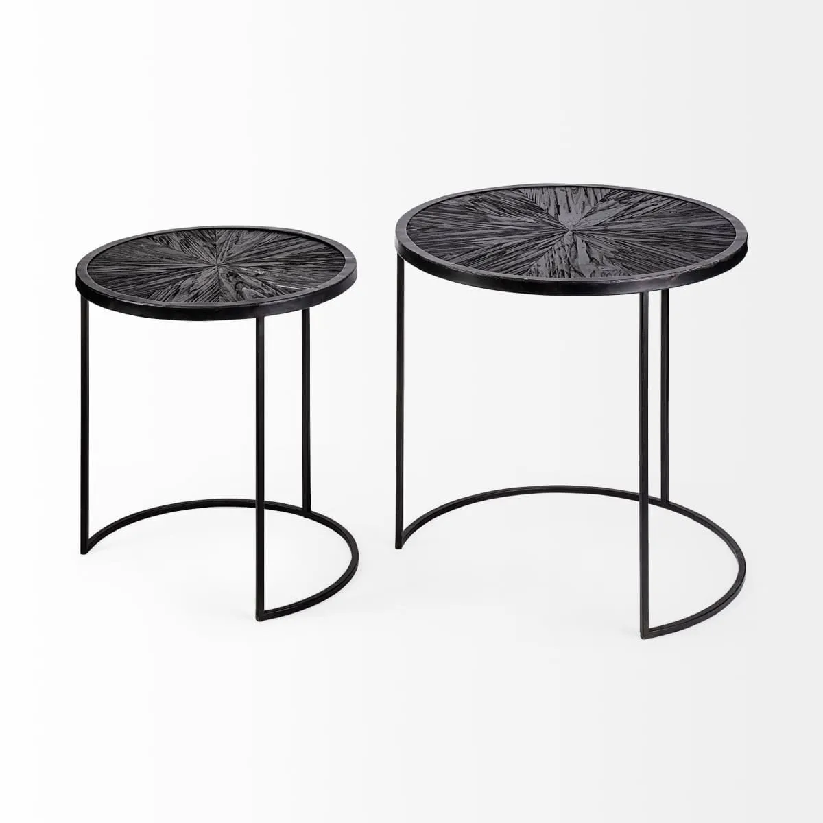 Chakra Accent Table Black Wood | Black Metal