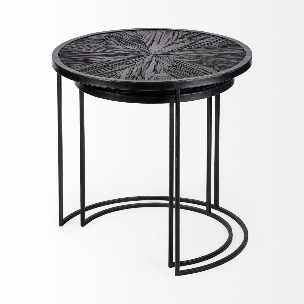 Chakra Accent Table Black Wood | Black Metal