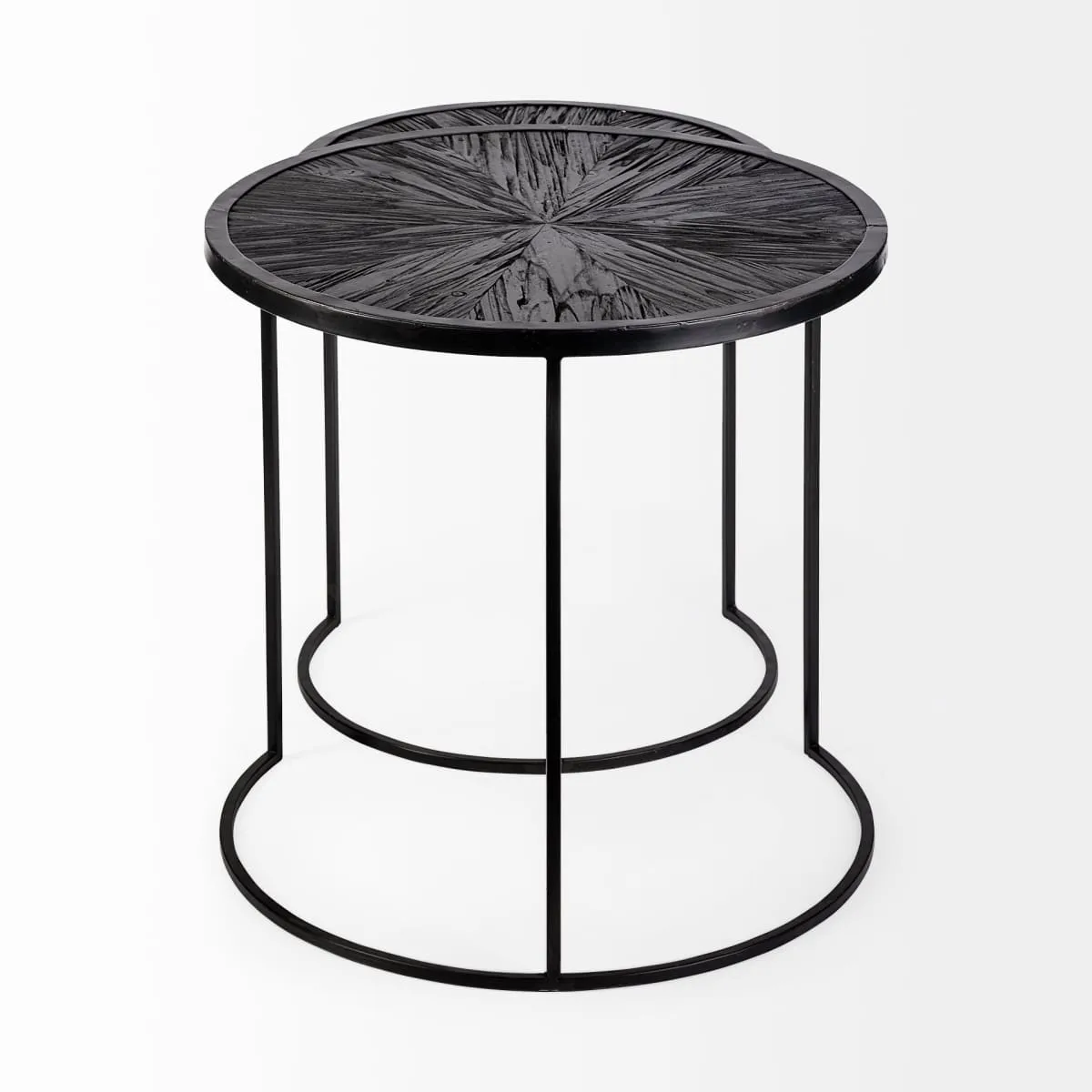 Chakra Accent Table Black Wood | Black Metal