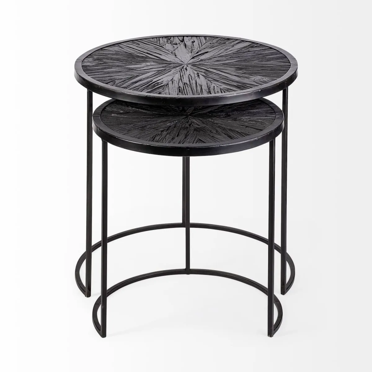 Chakra Accent Table Black Wood | Black Metal