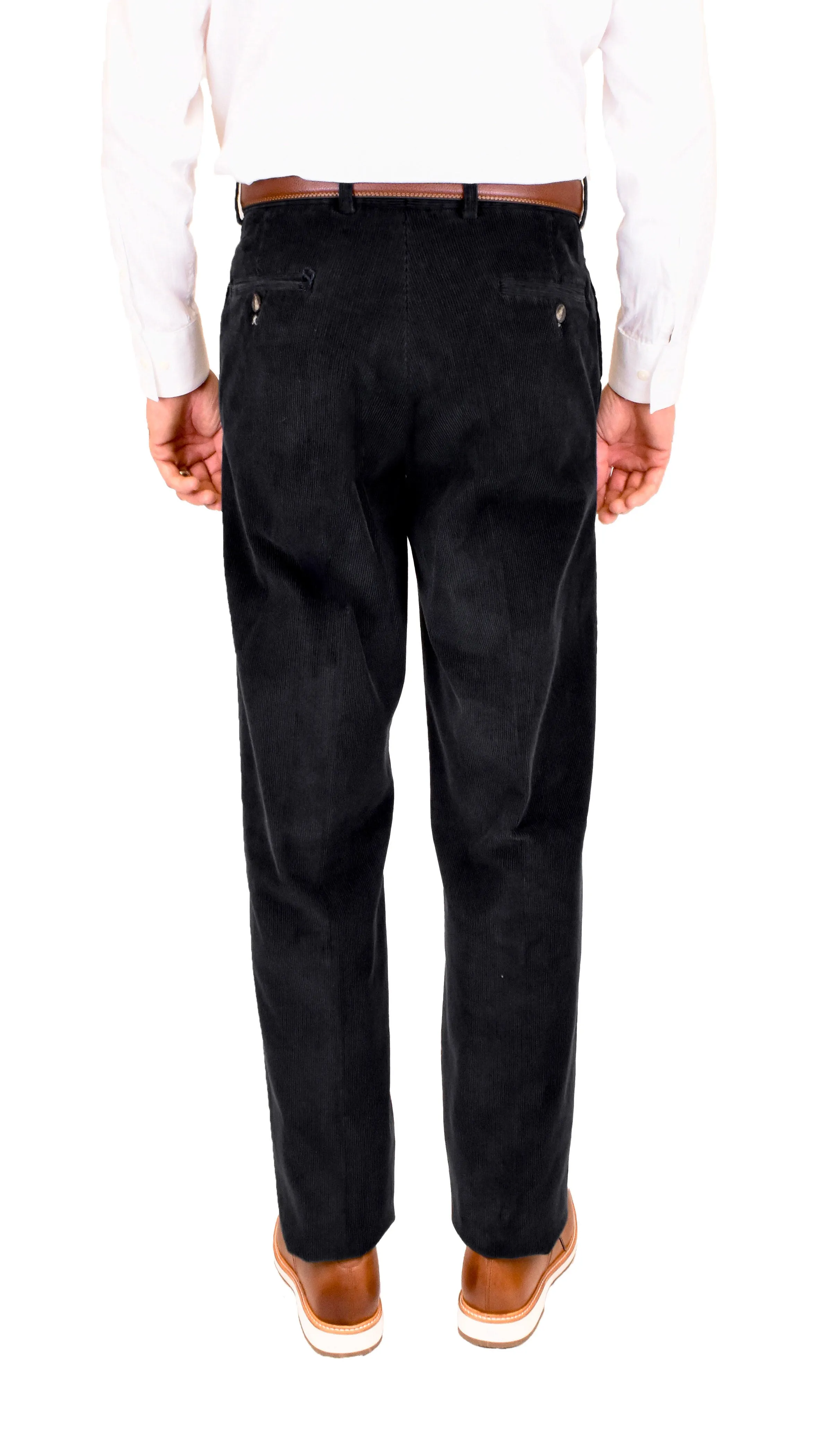 Charleston Khakis 12 Wale Corduroy, Black<br>Flat Front<br>Regular Rise