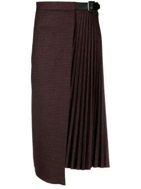 Check-pattern wrap skirt