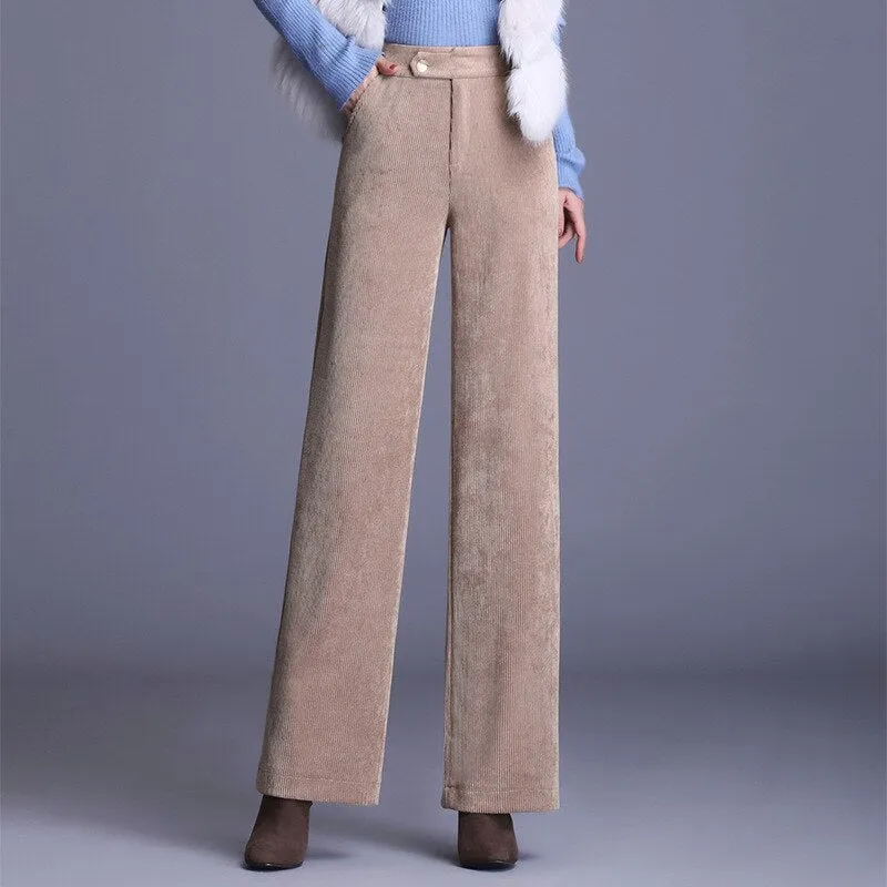 Classy Straight Cut Corduroy Pants for Women