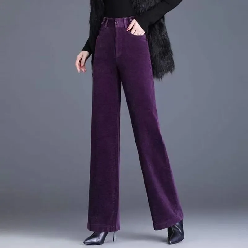 Classy Straight Cut Corduroy Pants for Women