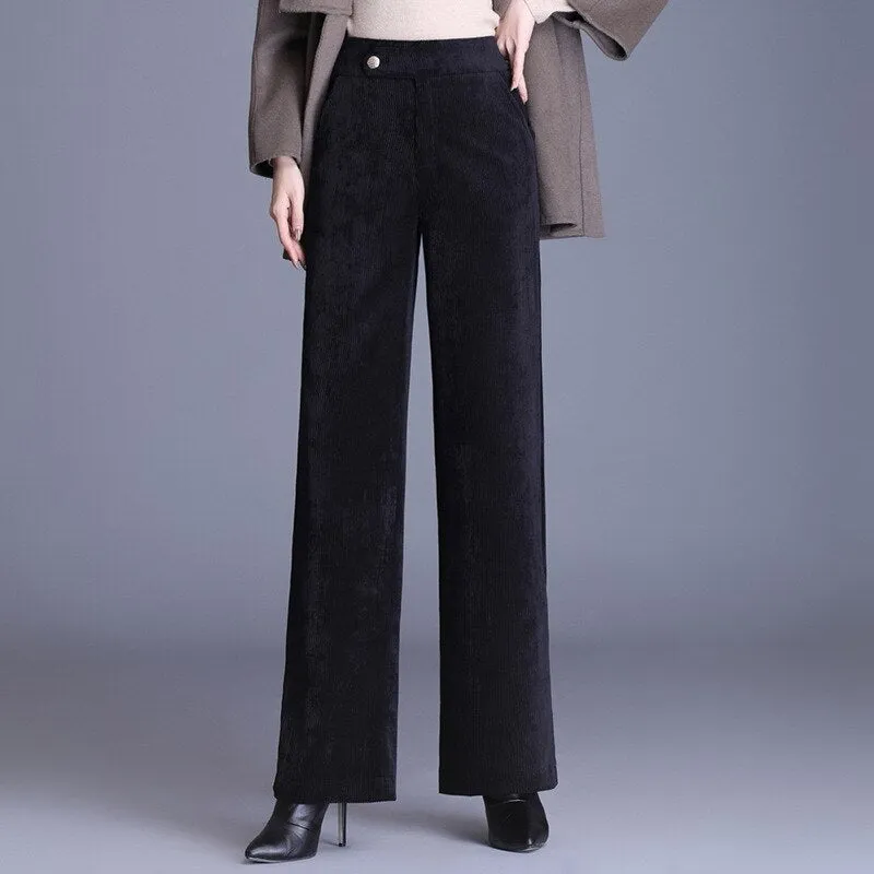 Classy Straight Cut Corduroy Pants for Women