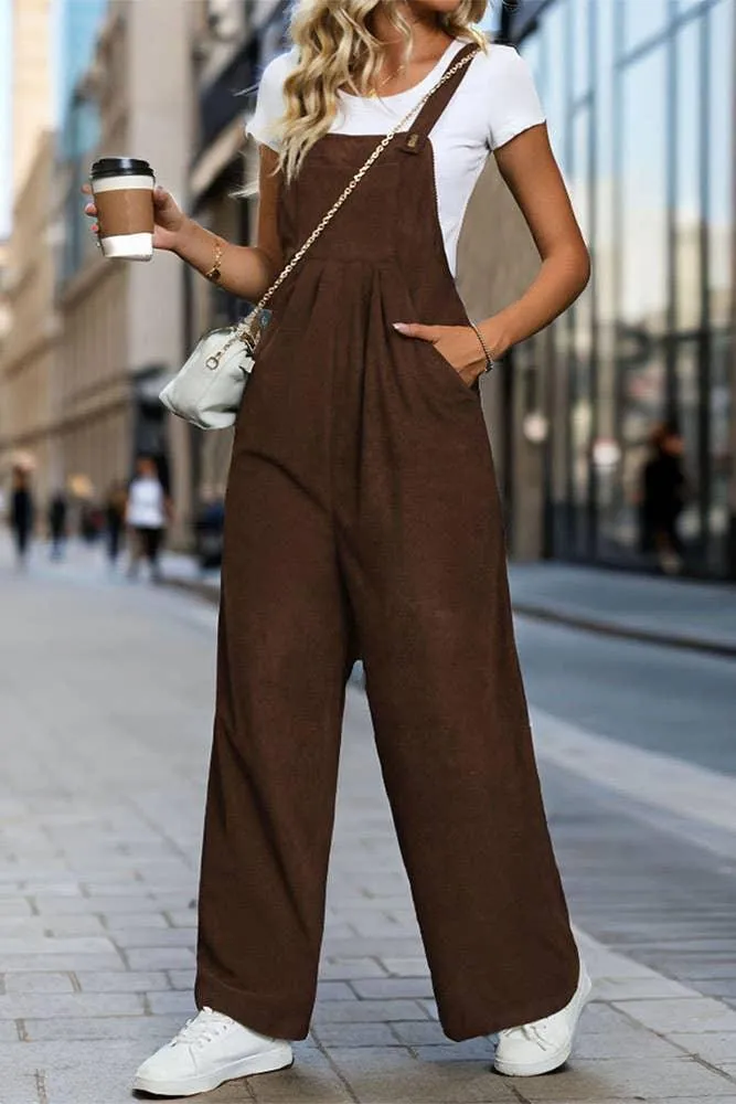 Coffee One Piece Corduroy Overall BFZY1104