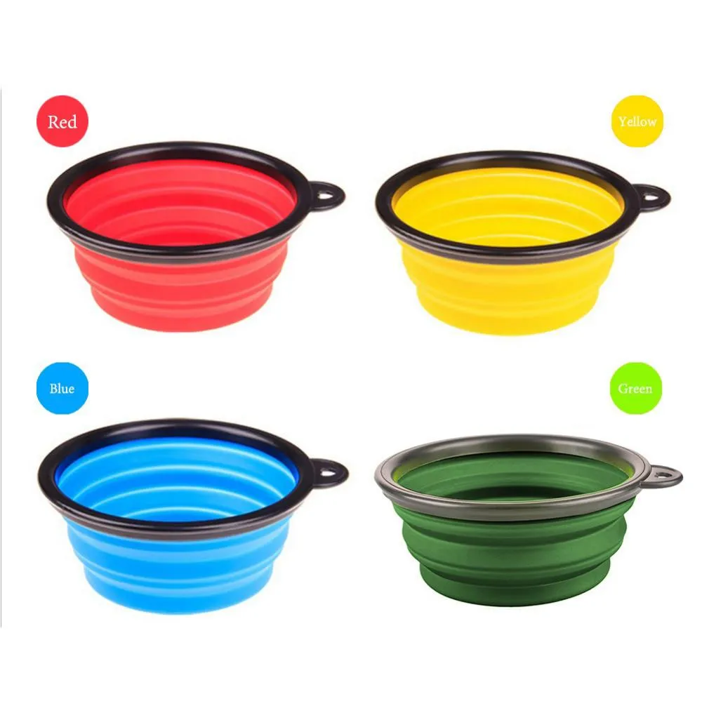 Collapsible Dog Bowls for Large & Med Dogs, Dishwasher Safe BPA FREE Food Grade Silicone, Portable Foldable Travel Bowls for Journeys & Hikes