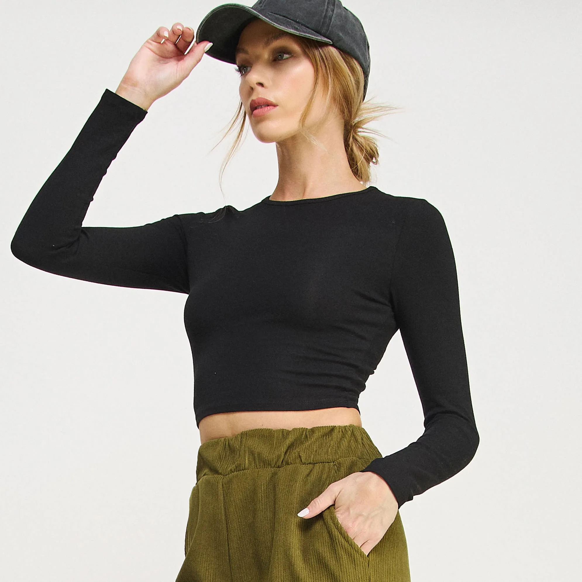 Cotton Cropped Long Sleeve