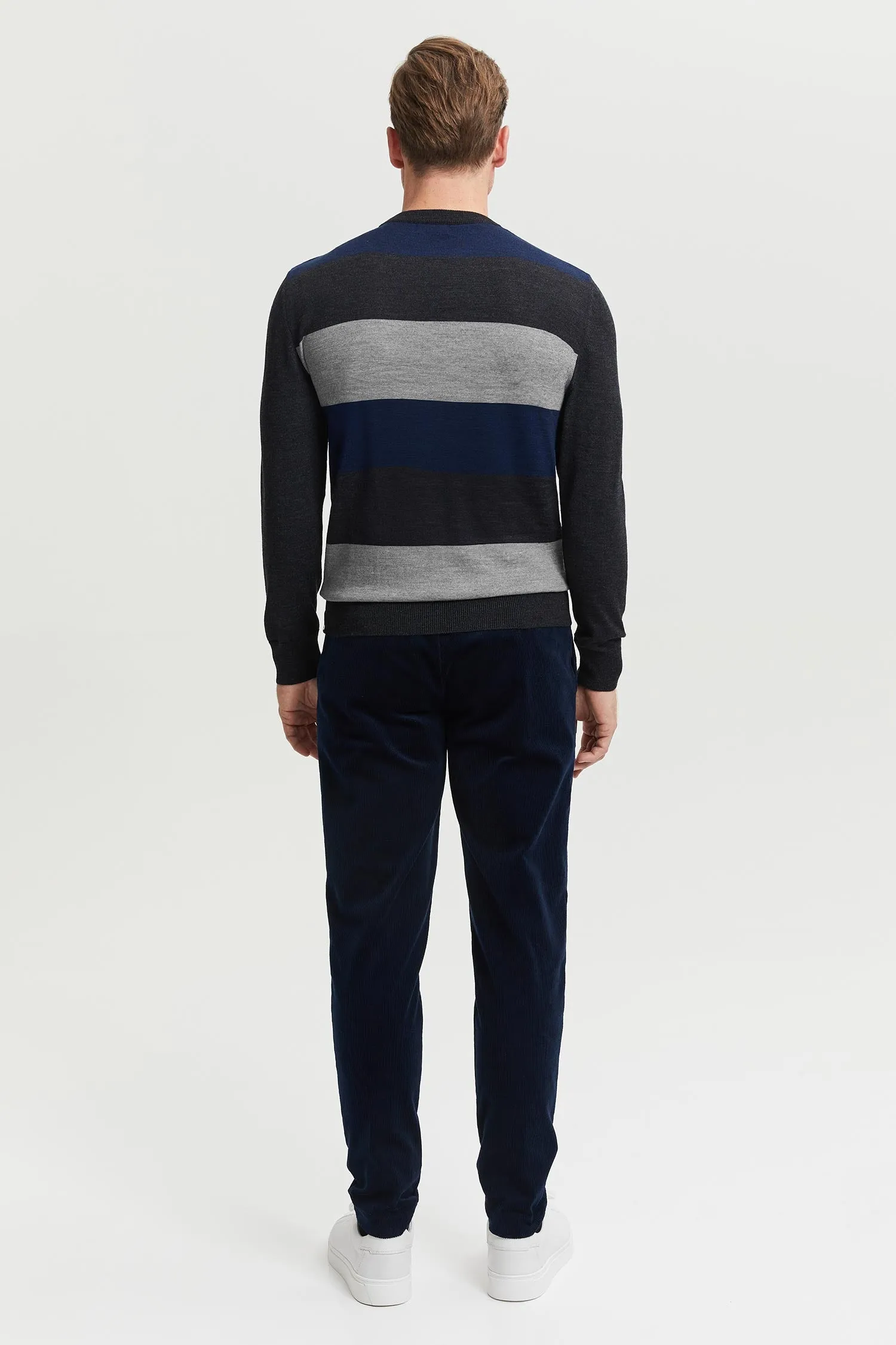 Daniel Extra Fine Merino Wool Pullover Blue/Grey