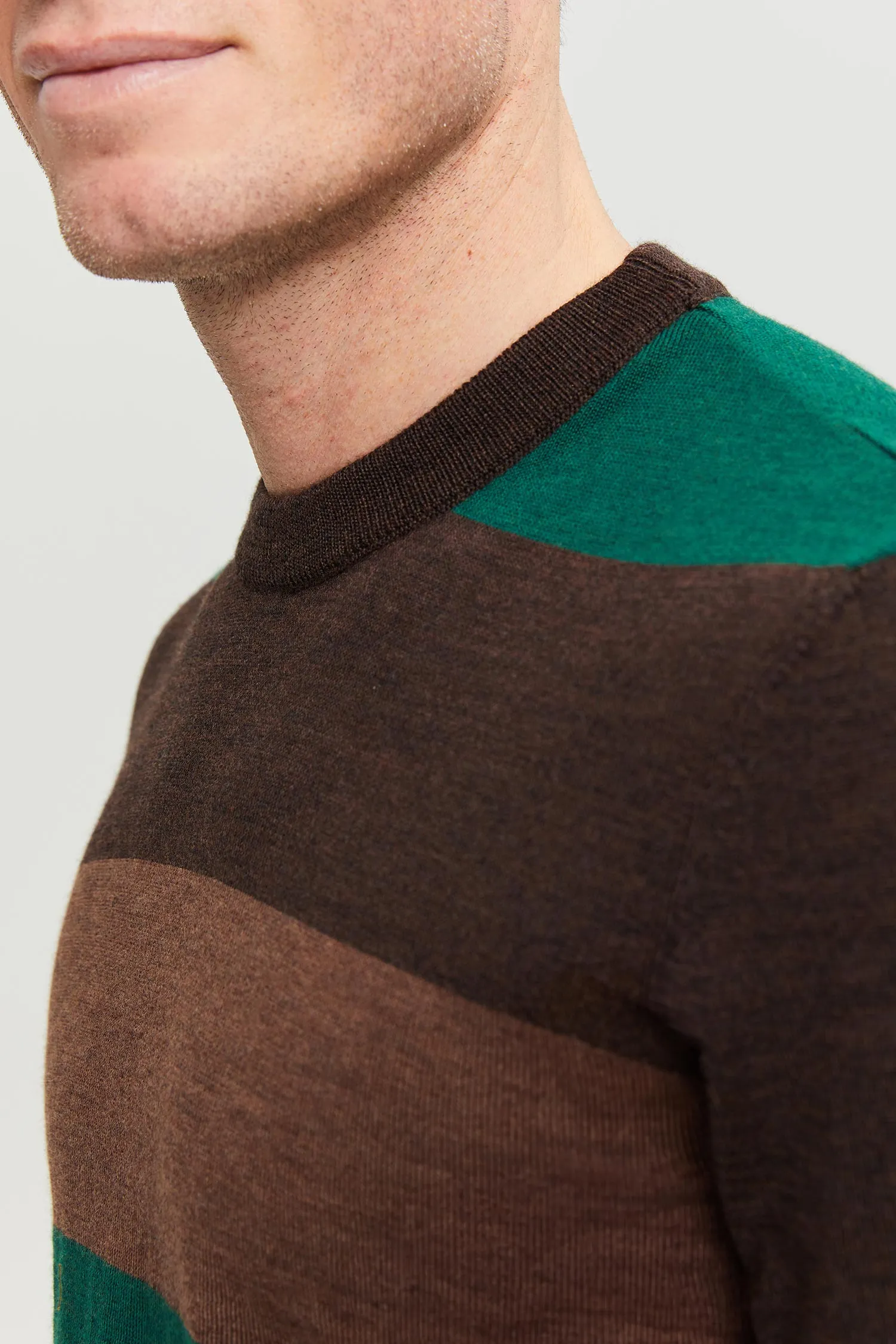 Daniel Extra Fine Merino Wool Pullover Brown/Green