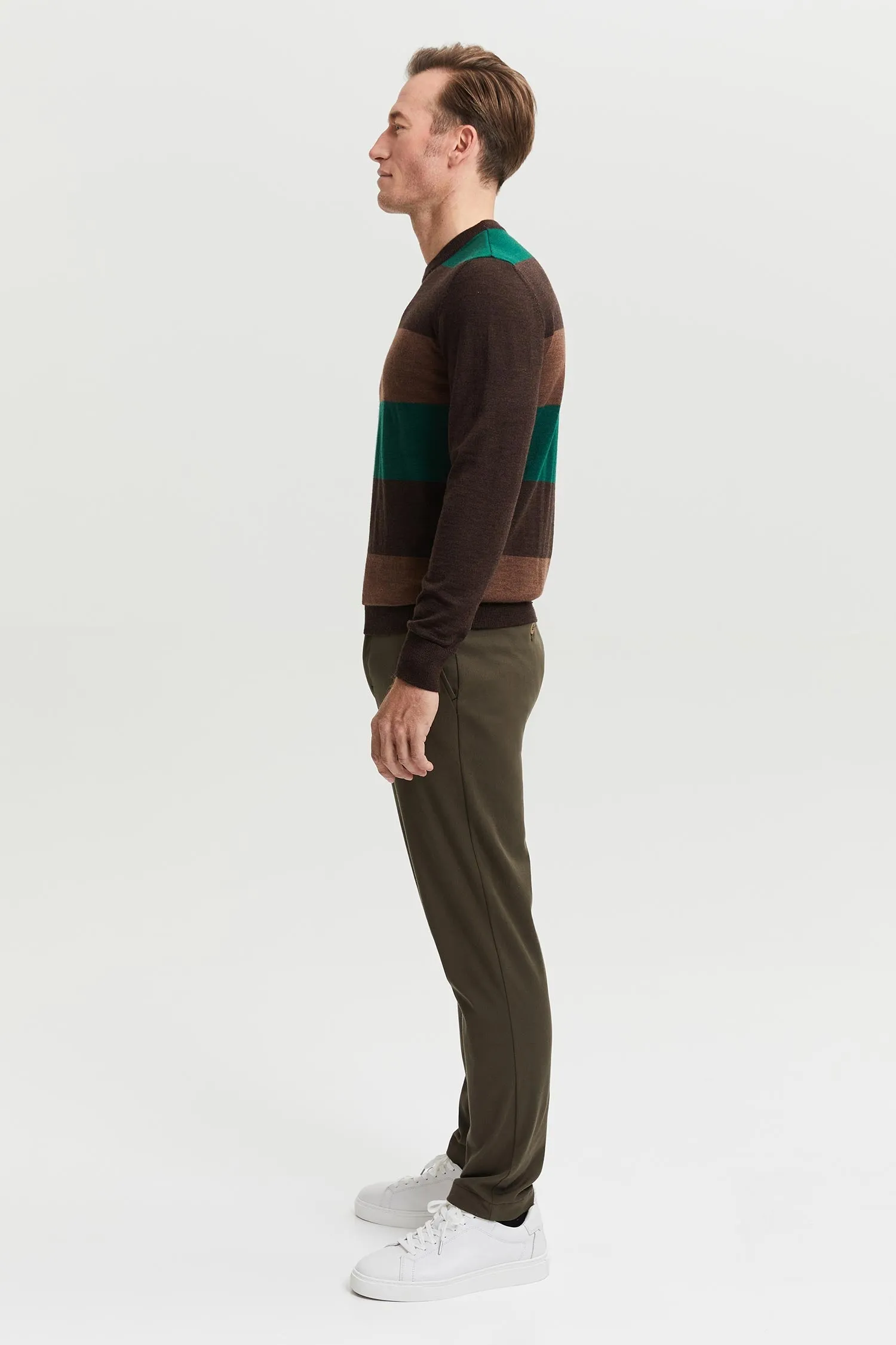 Daniel Extra Fine Merino Wool Pullover Brown/Green