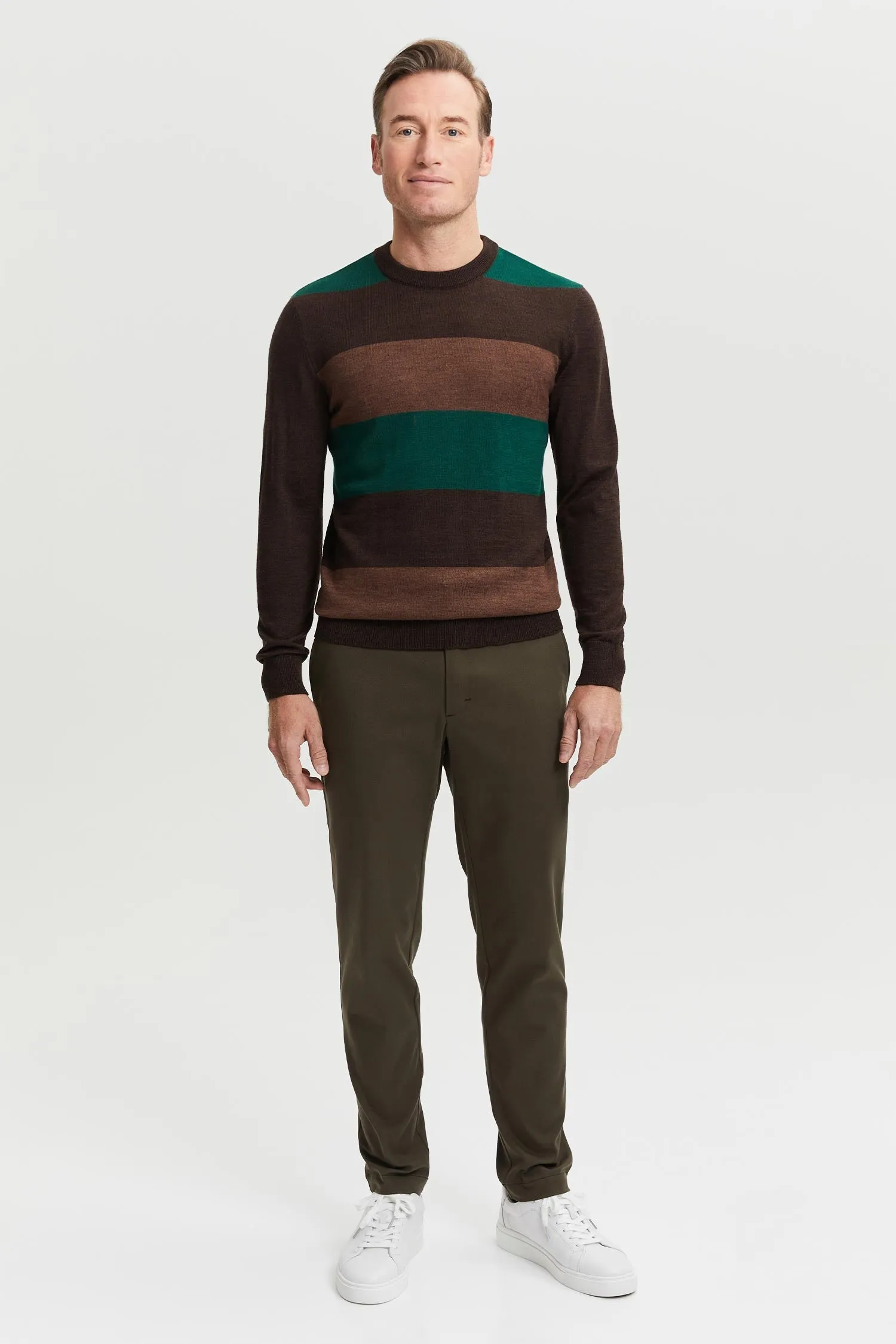 Daniel Extra Fine Merino Wool Pullover Brown/Green