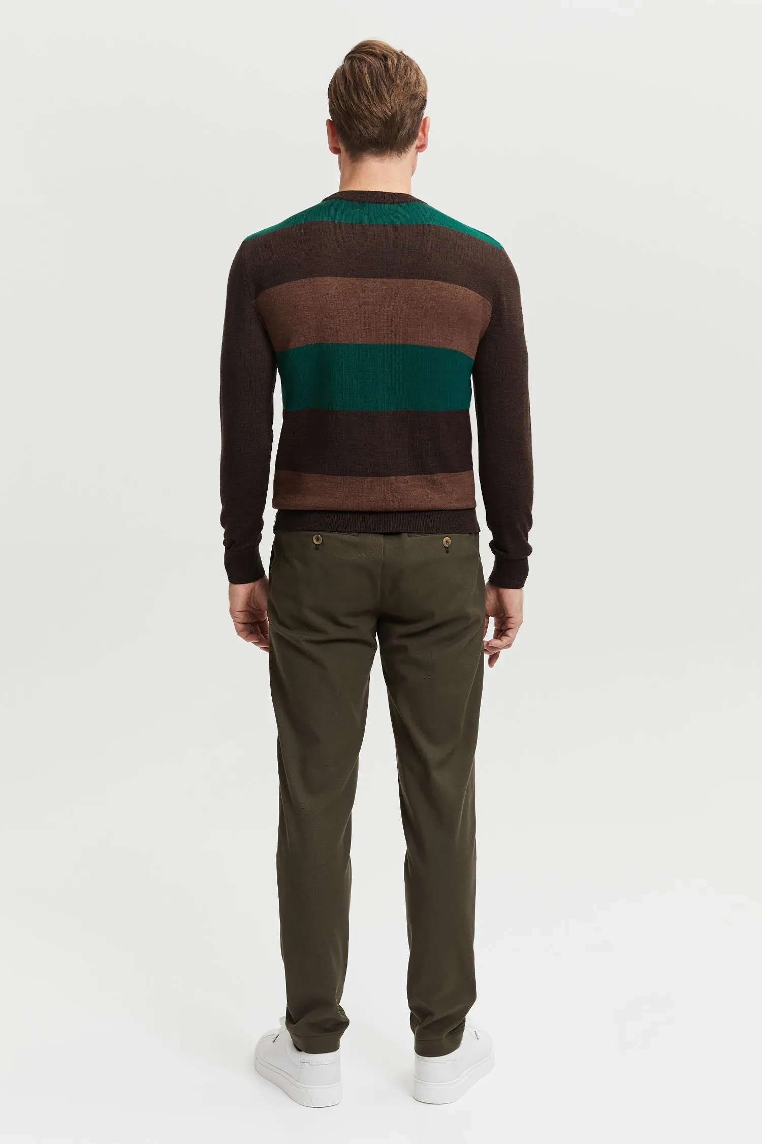 Daniel Extra Fine Merino Wool Pullover Brown/Green