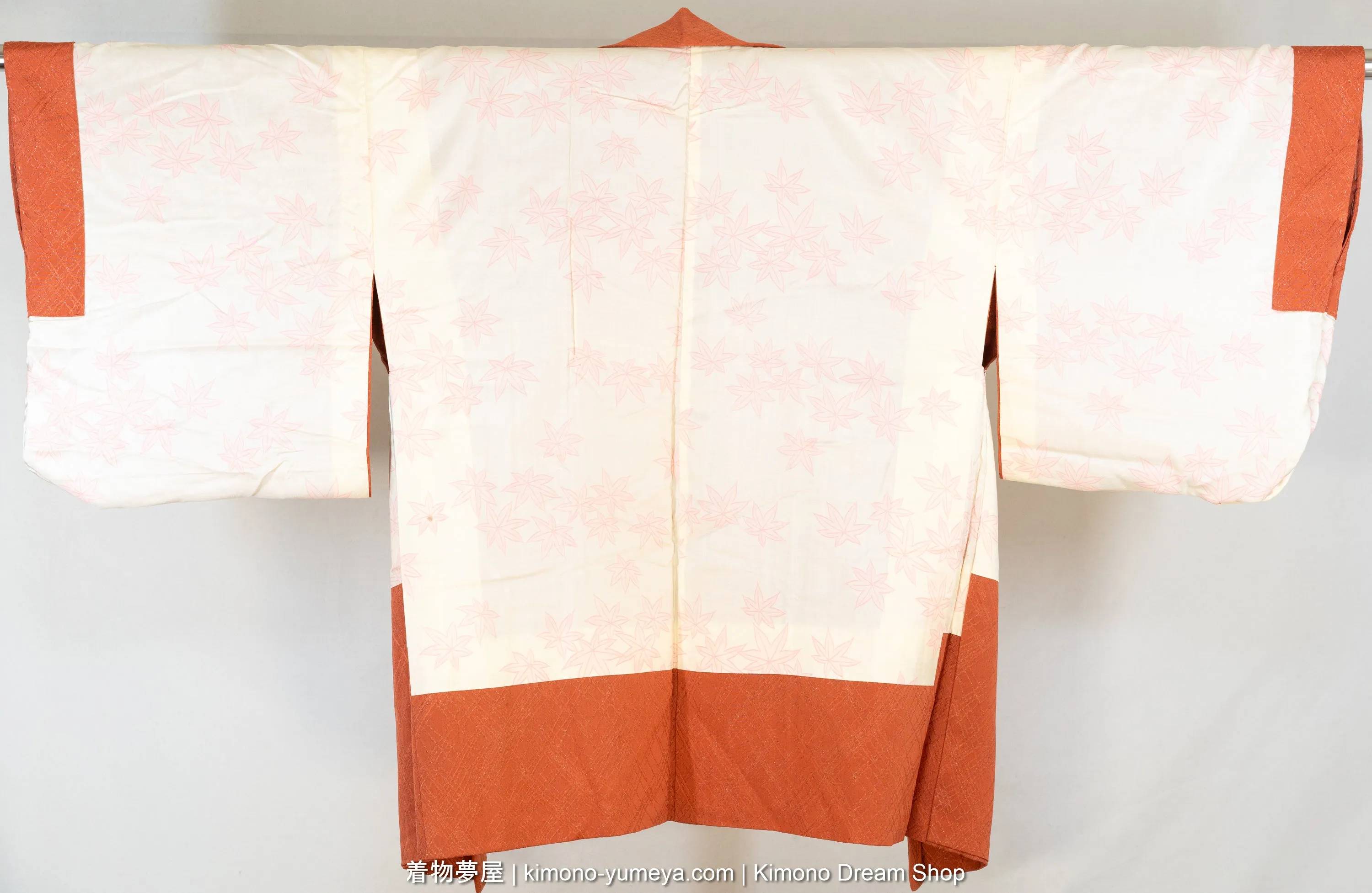 Dark Pastel Orange with Silver Metallic Accenting Haori for Women - Traditional Kimono Jacket - Rinzu Silk - Abstract Geometric Shapes