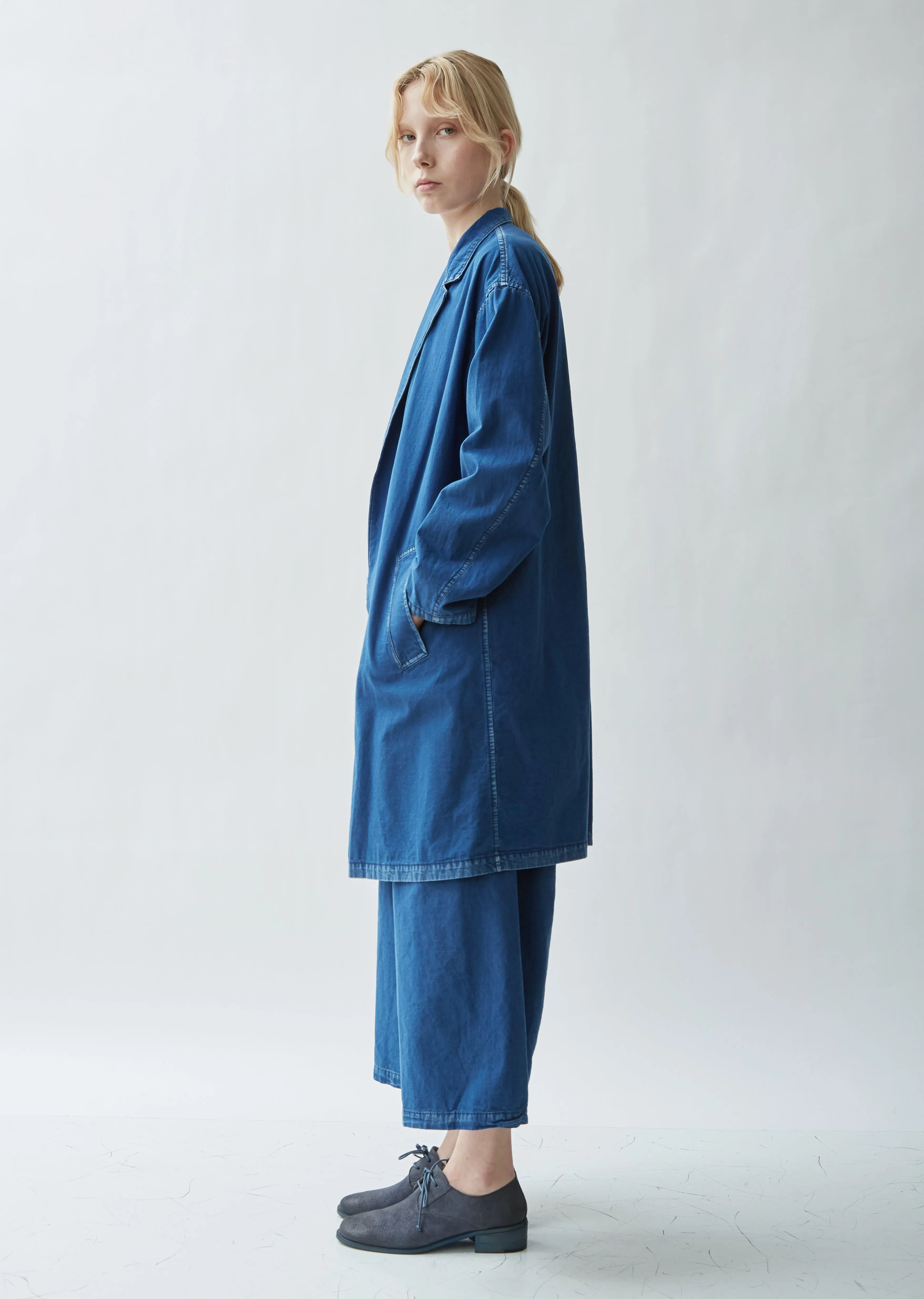 Denim Asymmetrical Box Pocket Coat