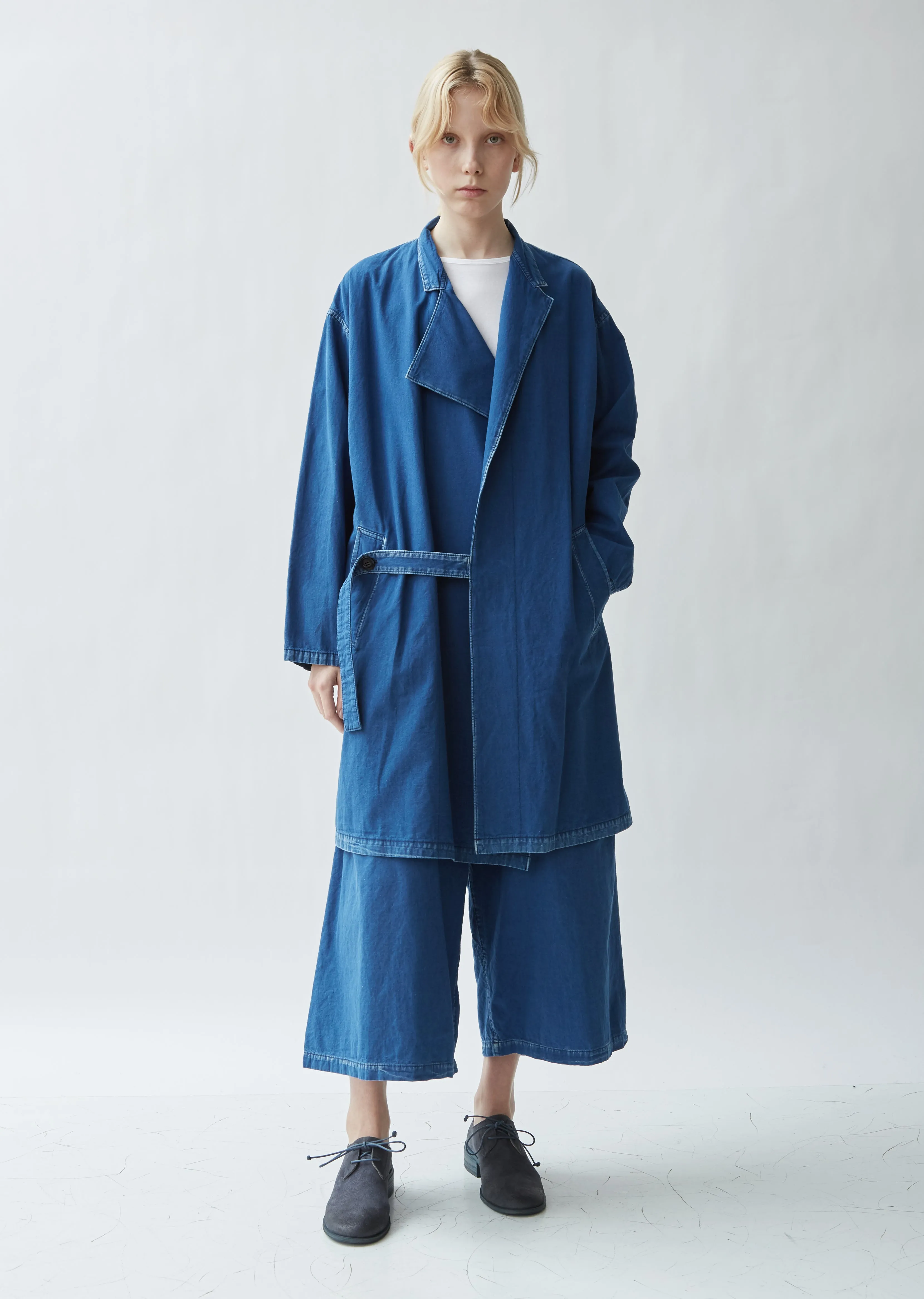 Denim Asymmetrical Box Pocket Coat