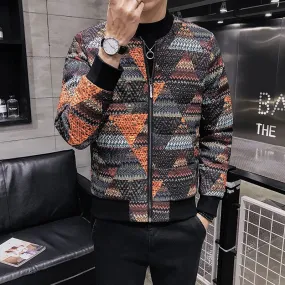 Diamond Pattern Winter Bomber Style Men Jacket