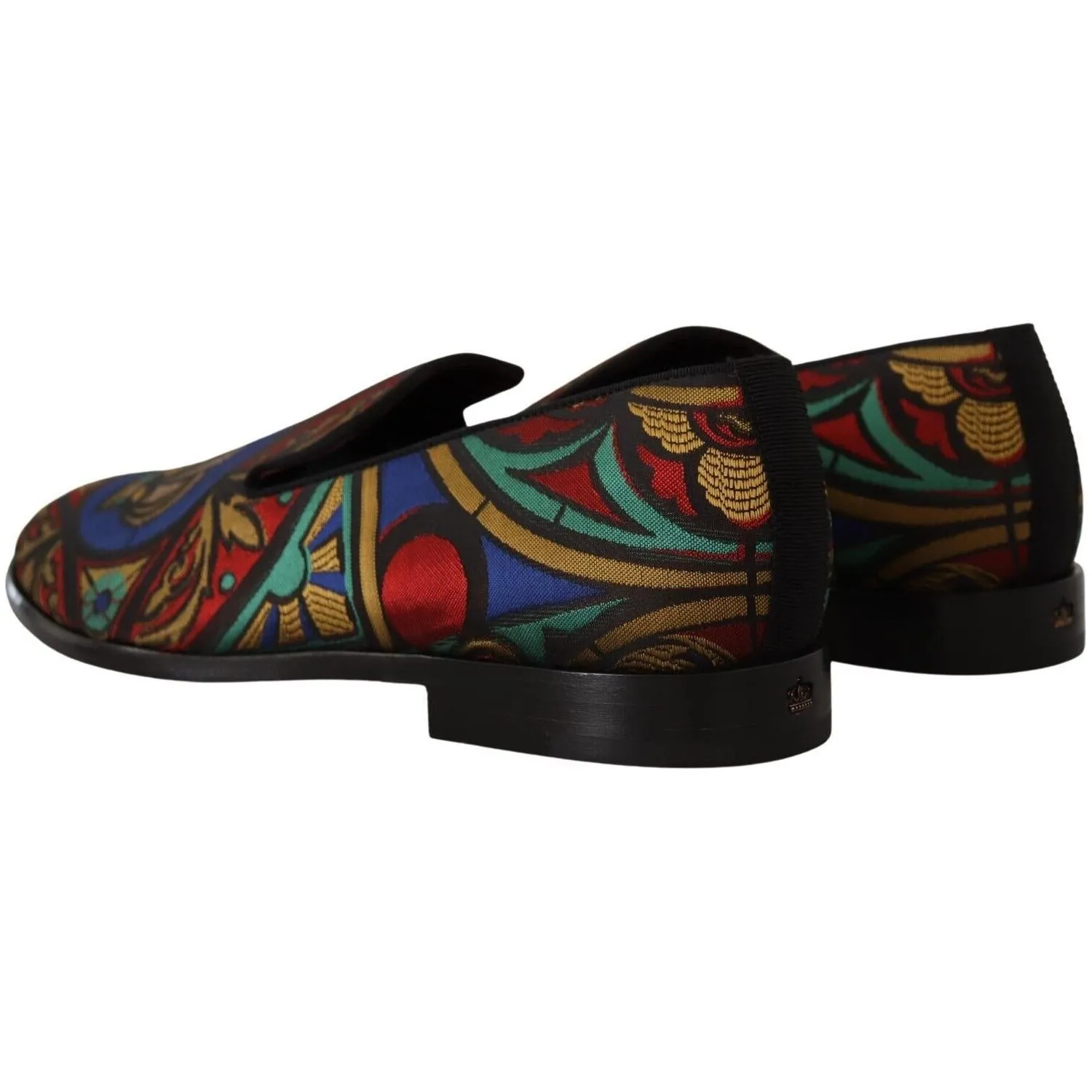 Dolce & Gabbana Multicolor Jacquard Slide-On Loafer Slippers