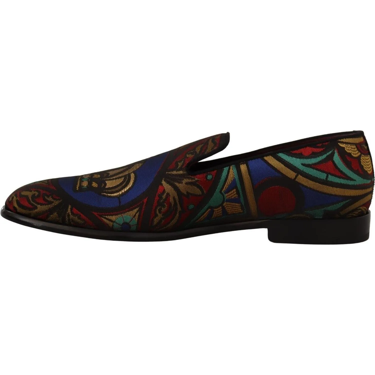 Dolce & Gabbana Multicolor Jacquard Slide-On Loafer Slippers