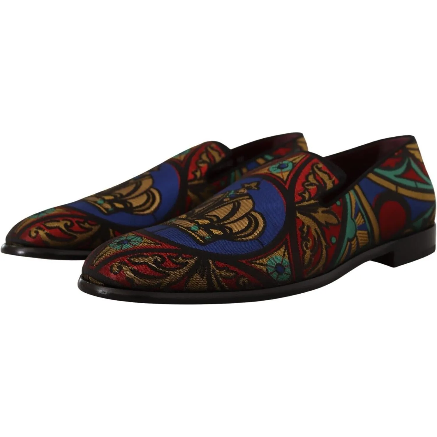 Dolce & Gabbana Multicolor Jacquard Slide-On Loafer Slippers