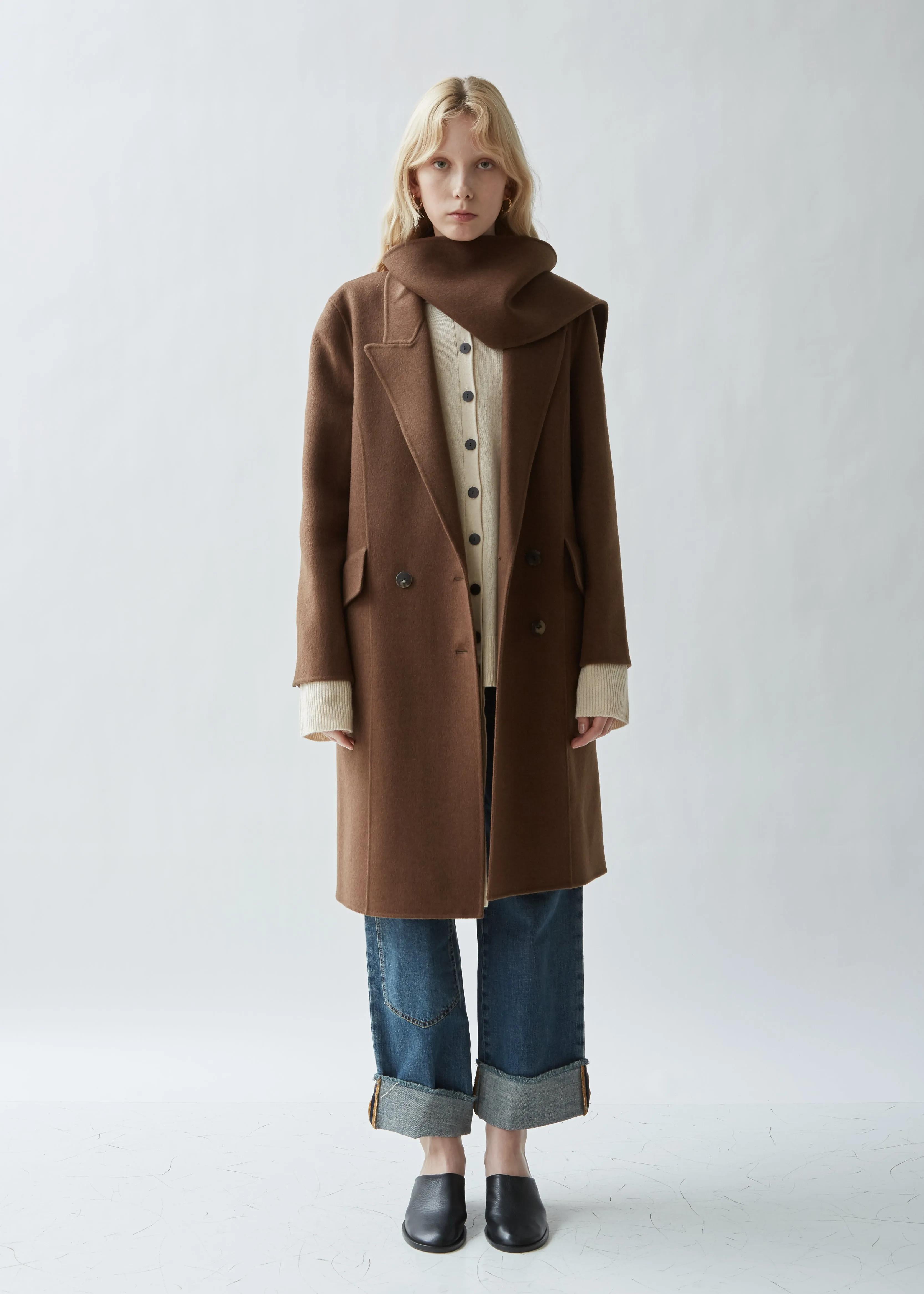 Double Face Wool Scarf Coat