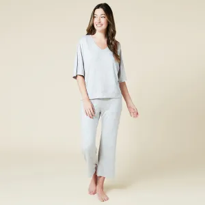 Dream Relaxed V-neck with Capri Lounge Set - Heather Grey