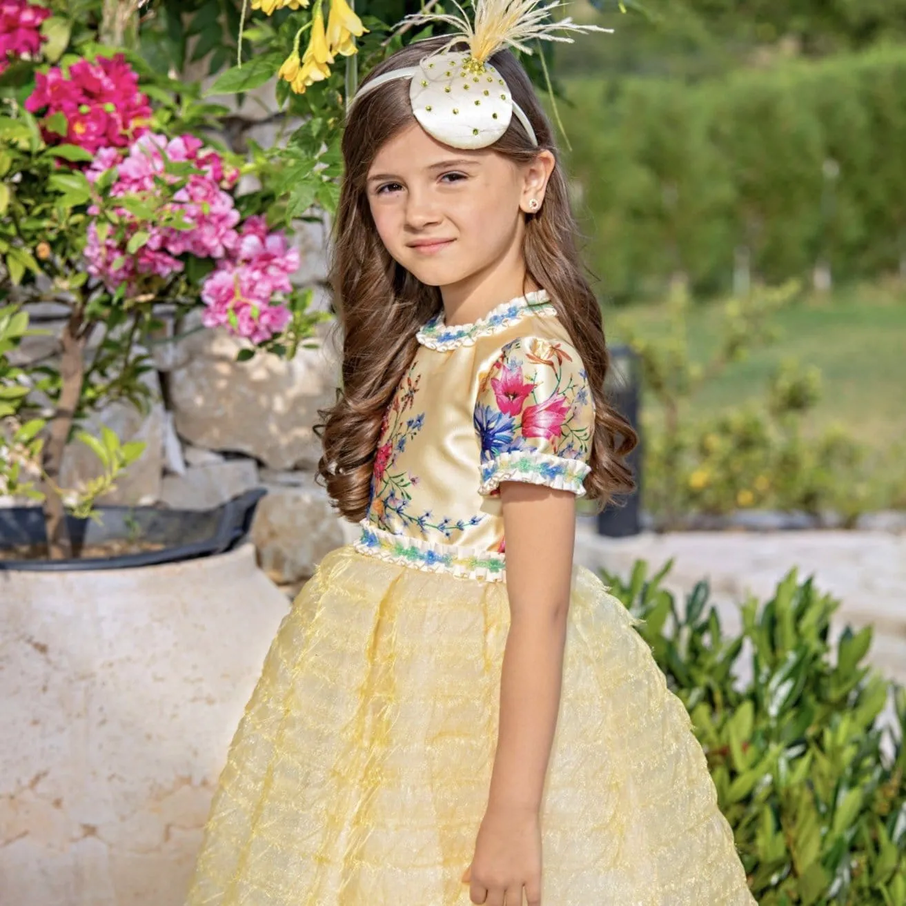 EIRENE - Swarovski Crystal Organza Dress - Yellow