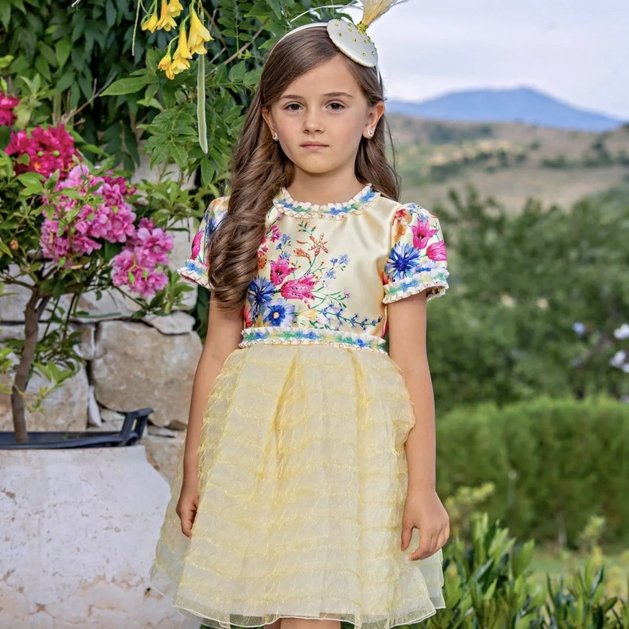 EIRENE - Swarovski Crystal Organza Dress - Yellow