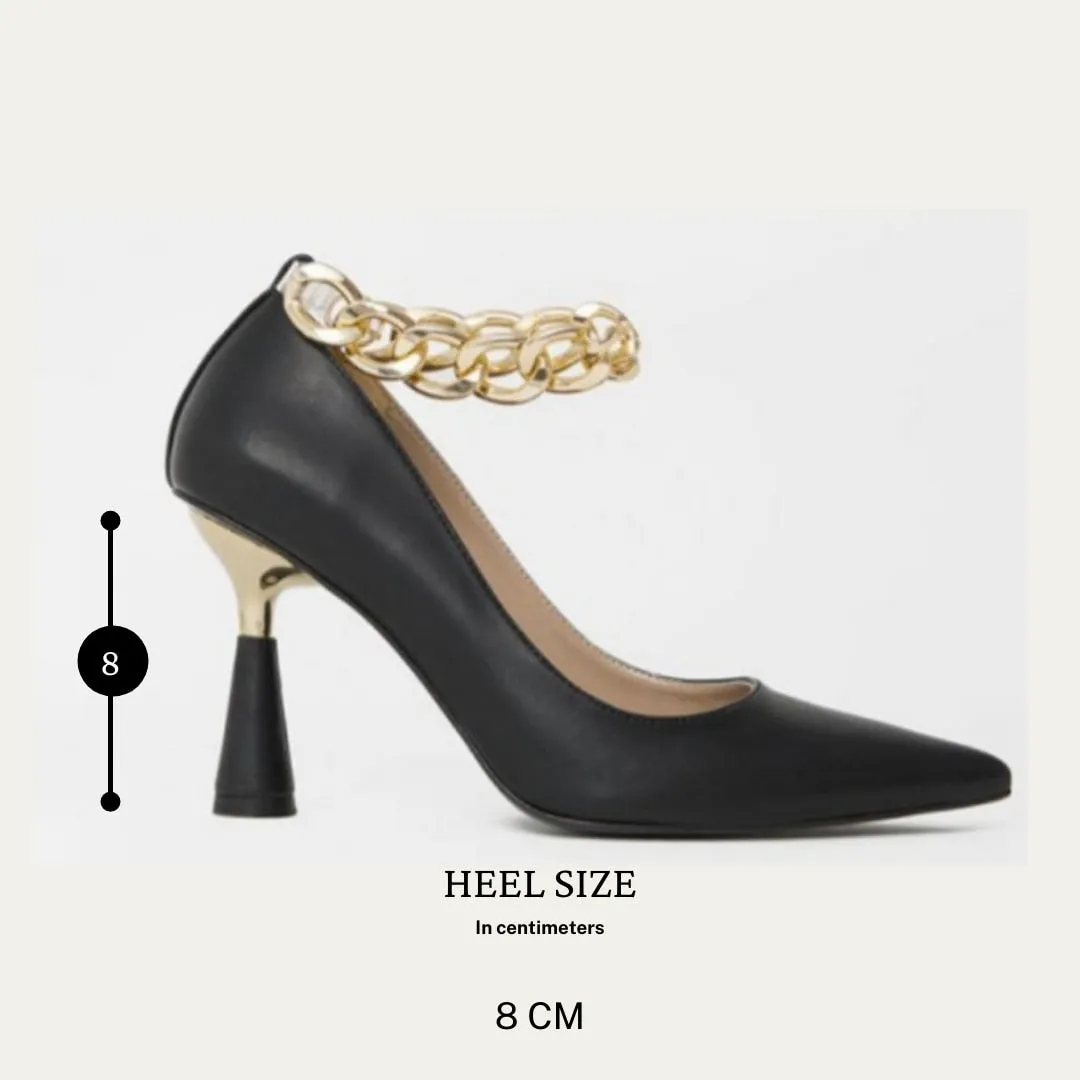 Empress Gold Chain Heel Pumps