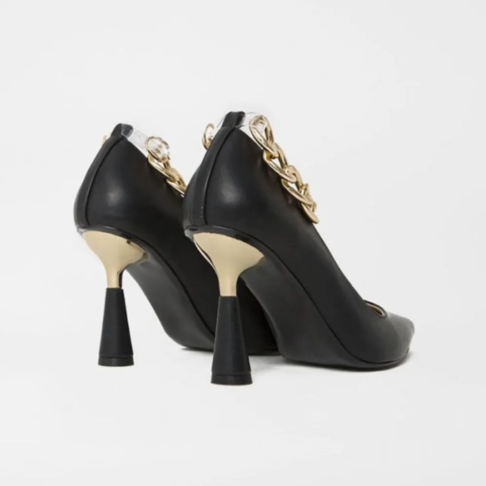 Empress Gold Chain Heel Pumps