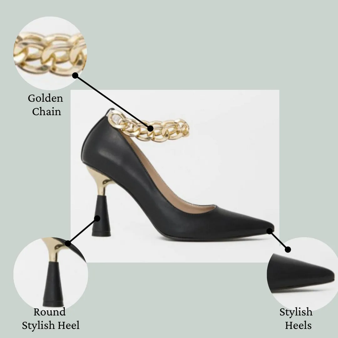 Empress Gold Chain Heel Pumps