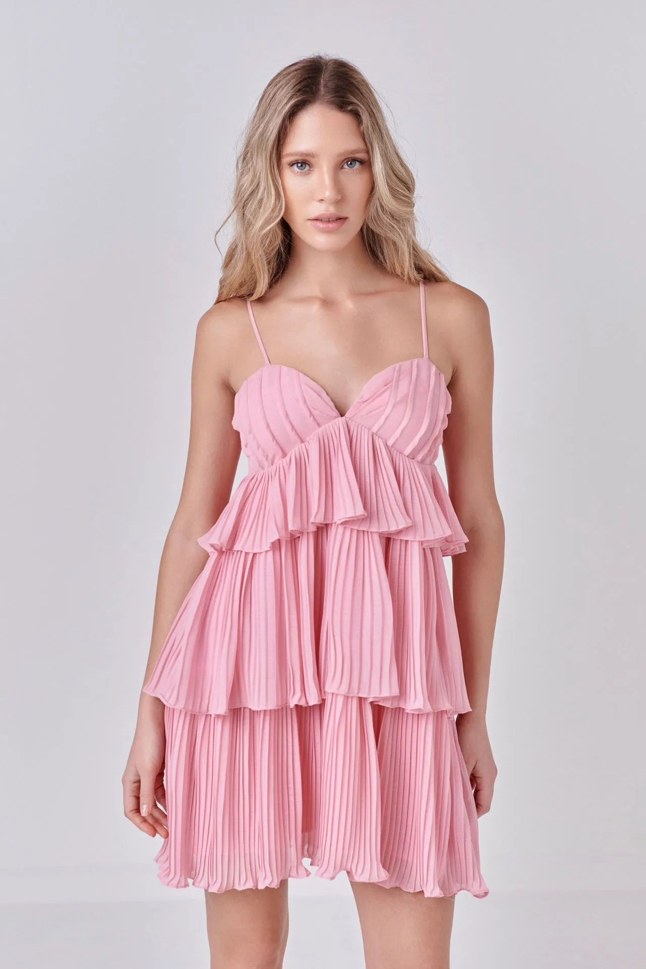 Endless Rose - Chiffon Pleated Corset Mini Dress