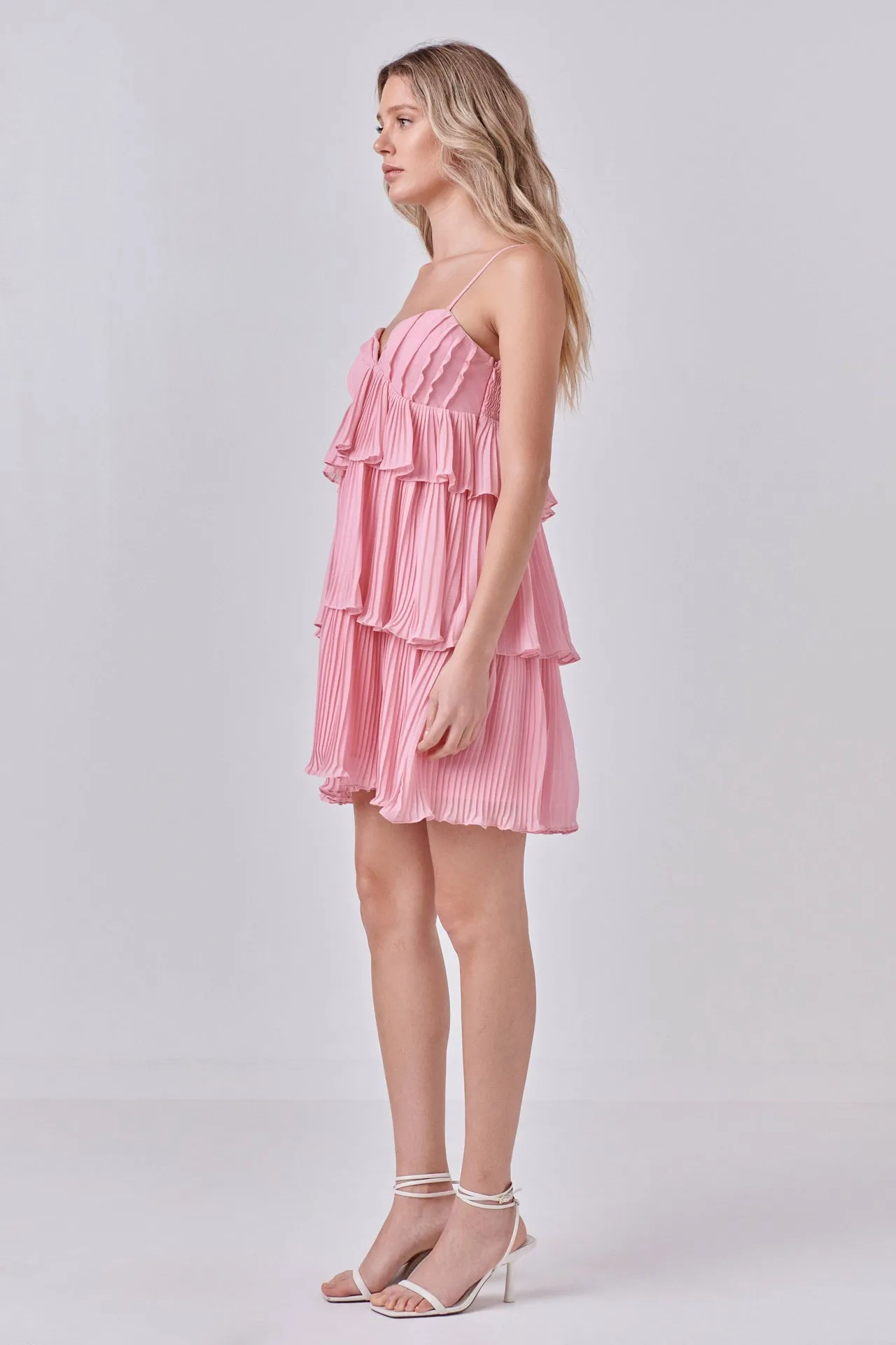 Endless Rose - Chiffon Pleated Corset Mini Dress