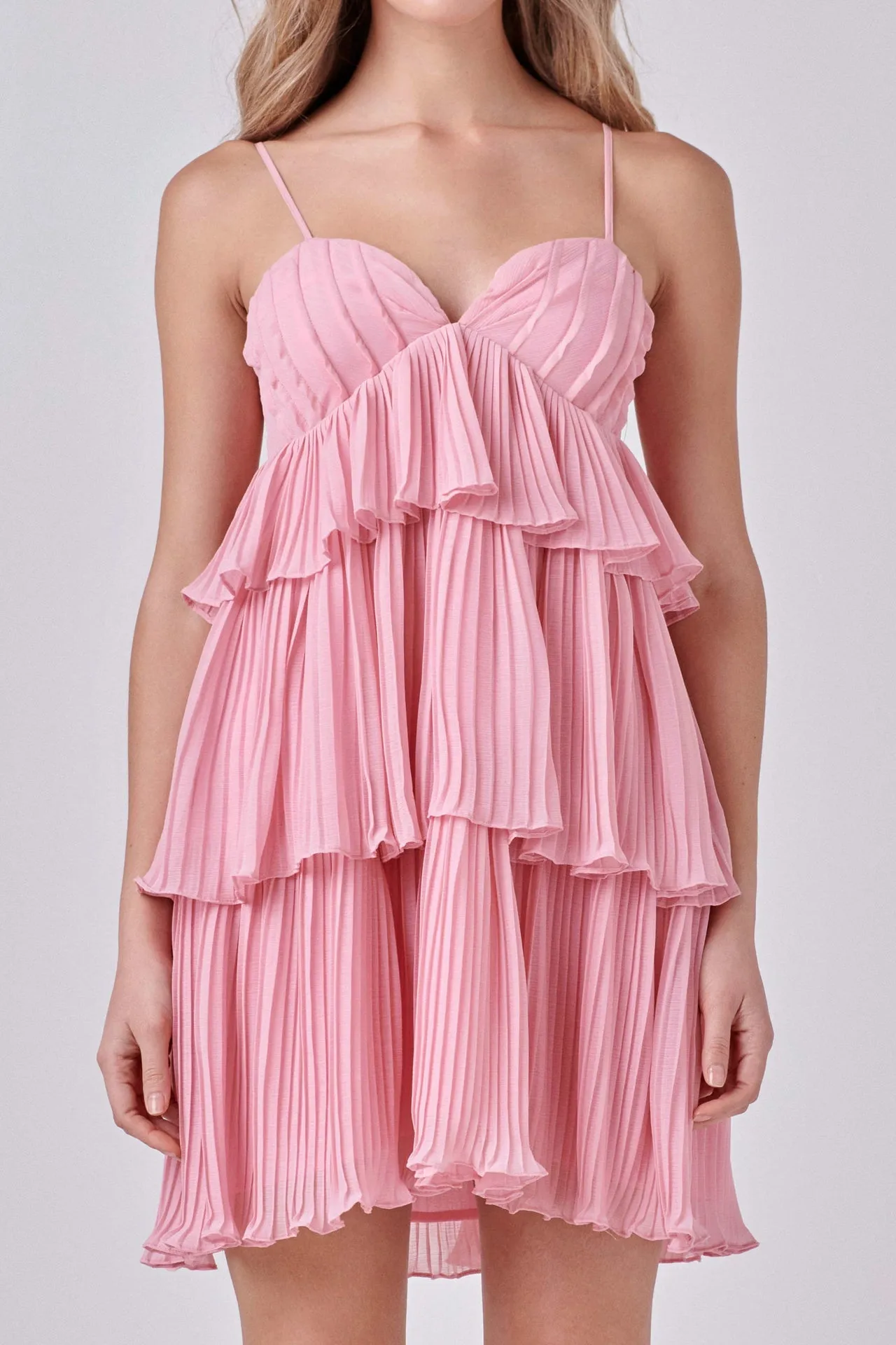 Endless Rose - Chiffon Pleated Corset Mini Dress