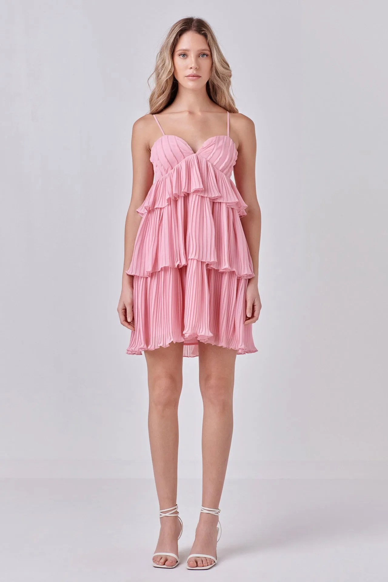 Endless Rose - Chiffon Pleated Corset Mini Dress