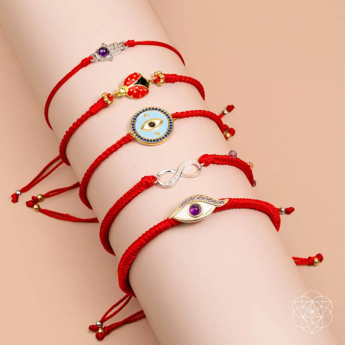 Eye of Spiritual Protection - Four-Strand Red String Bracelet