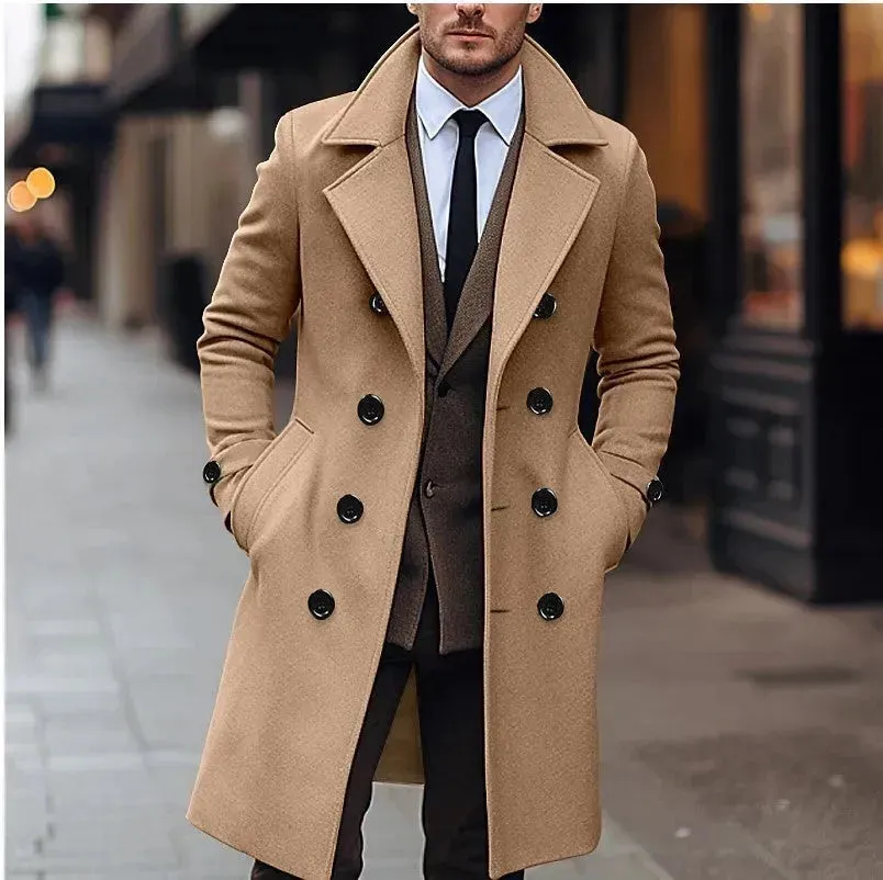 Fall Winter Men Woolen Coat Double Breasted Overcoat for men