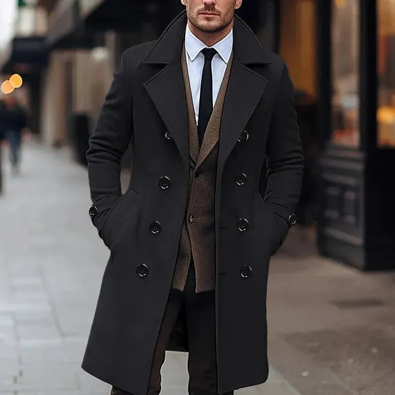 Fall Winter Men Woolen Coat Double Breasted Overcoat for men