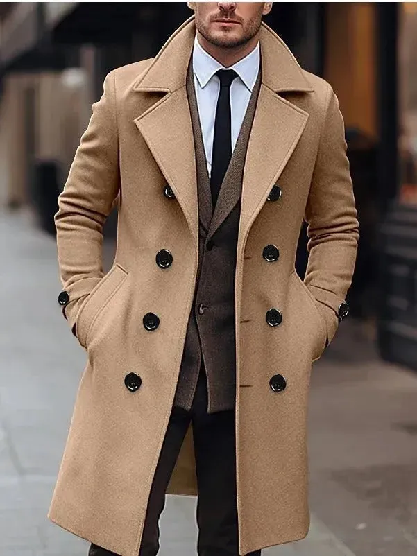 Fall Winter Men Woolen Coat Double Breasted Overcoat for men