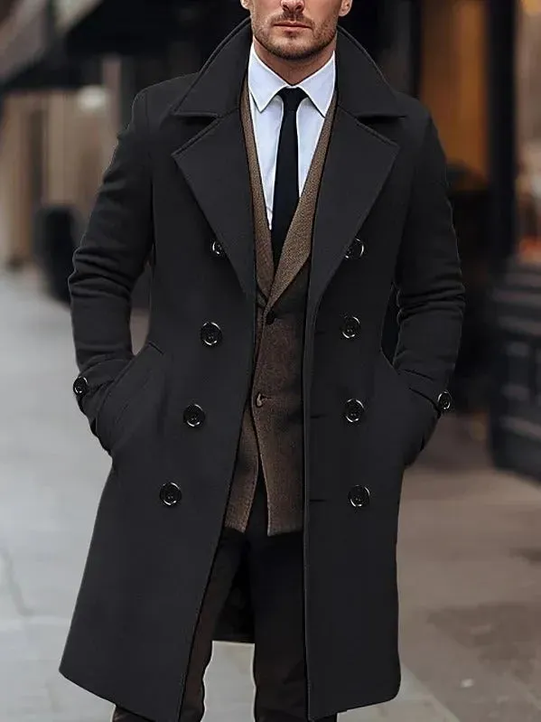 Fall Winter Men Woolen Coat Double Breasted Overcoat for men