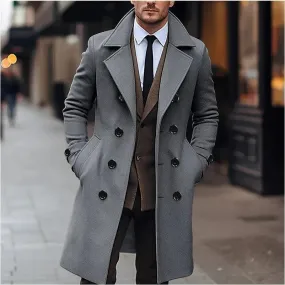 Fall Winter Men Woolen Coat Double Breasted Overcoat for men