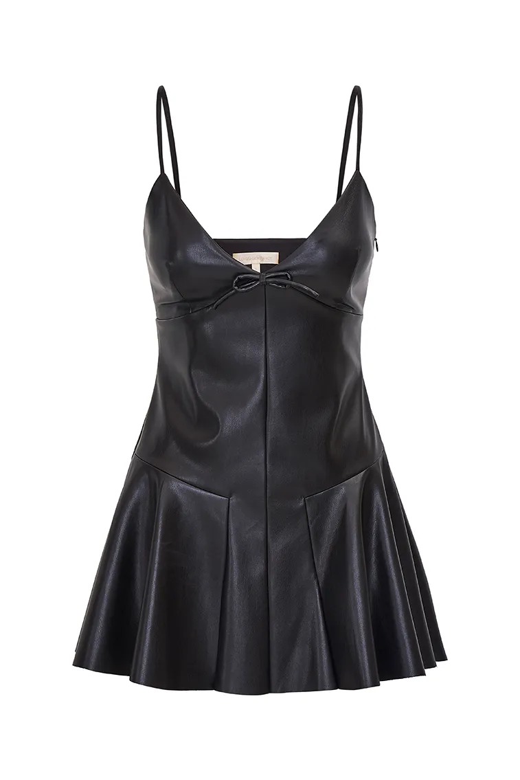 Falletta Vegan Leather Mini Dress