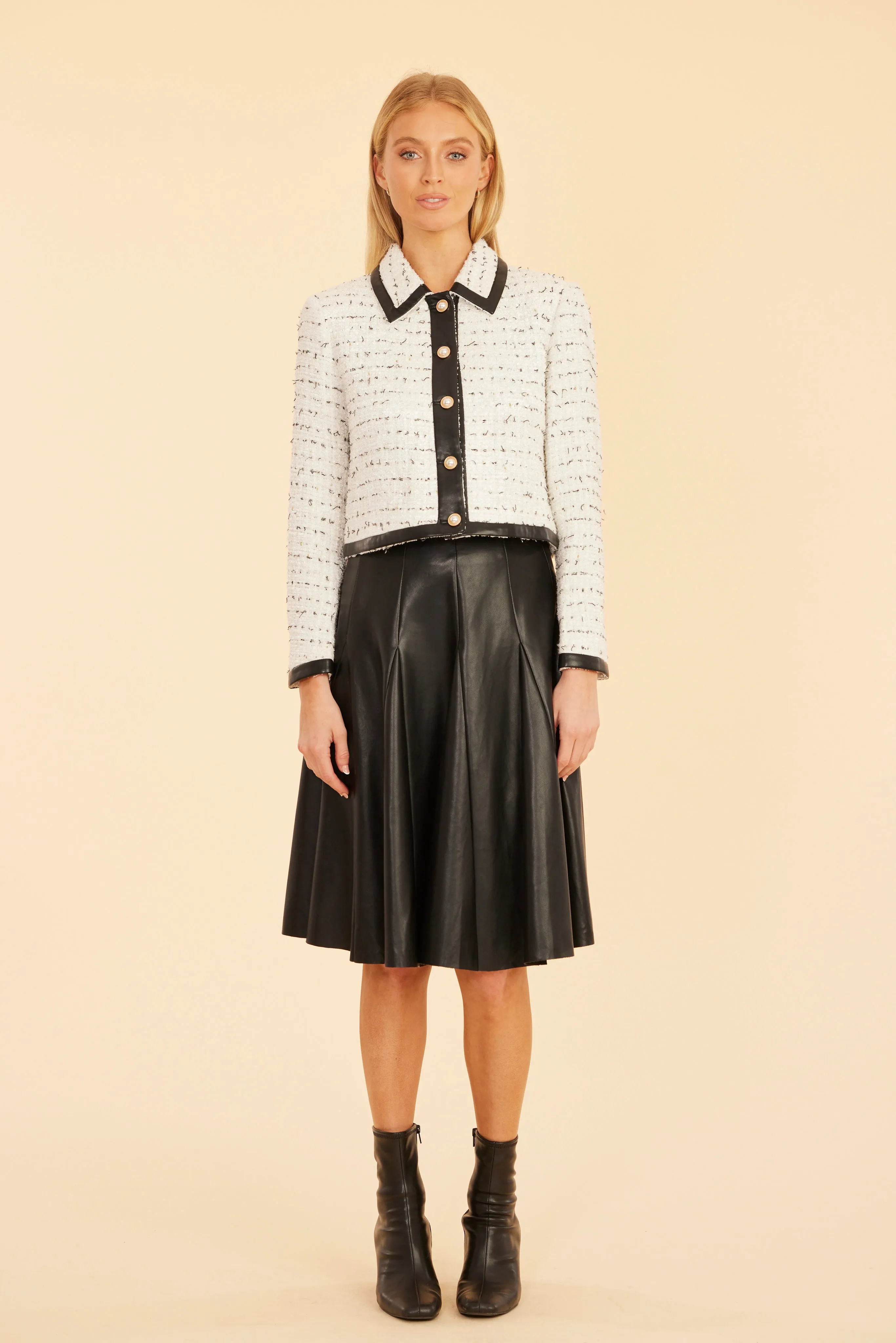 Faux Leather Paneled Skate Skirt