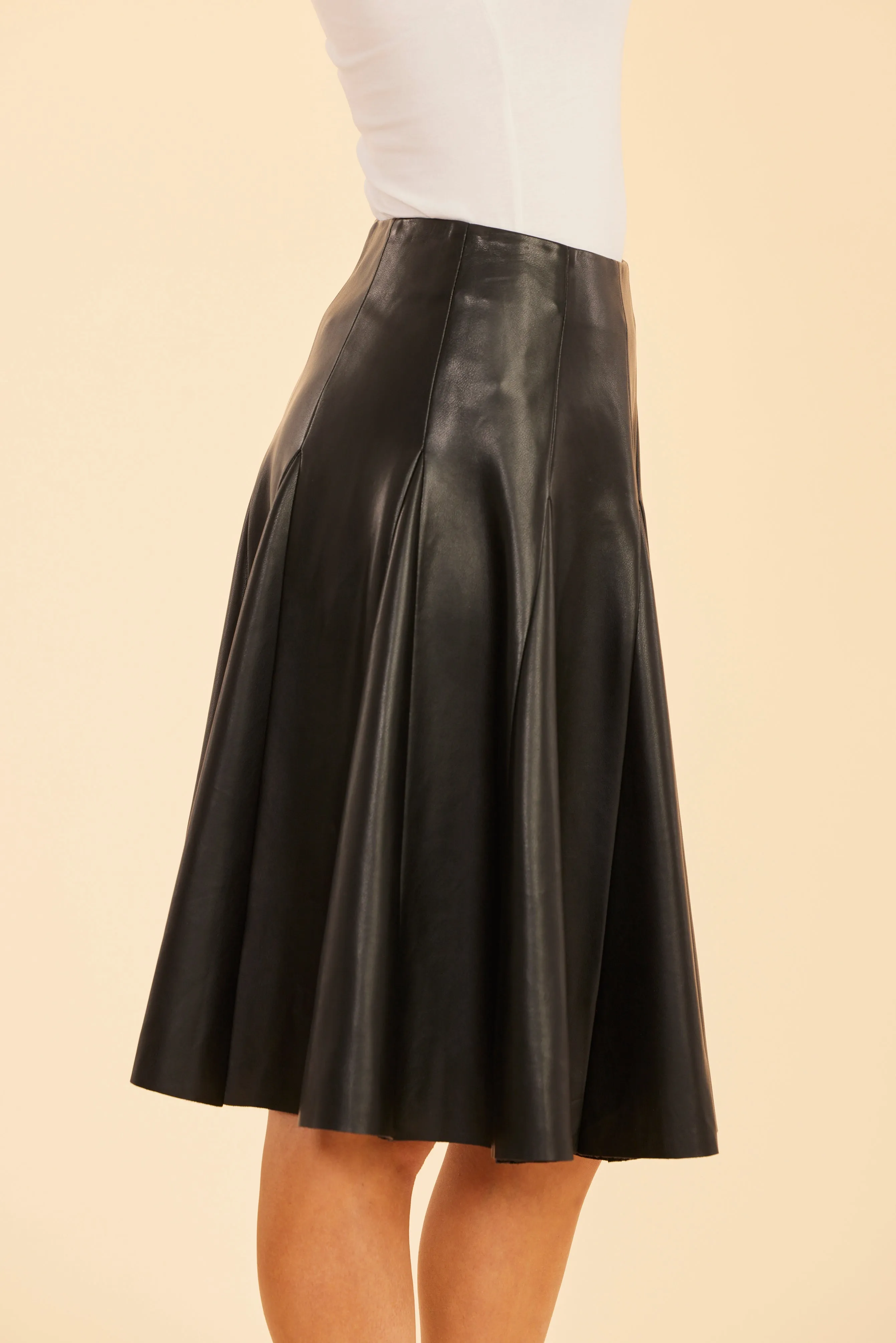 Faux Leather Paneled Skate Skirt