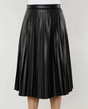 Faux Leather Pleated Skirt